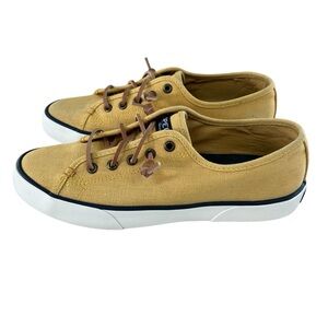 SPERRY Mustard Yellow Canvas Slip On Shoes 7.5